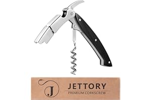 Jettory Cavatappi | limonatiera professionale sommelier con tagliapapatate, apribottiglie e doppia cerniera per bottiglie di vino | apribottiglie in acciaio inossidabile.