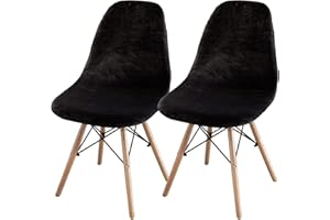 JIANYANA 2 Piezas Fundas para Sillas de Comedor, Velvet Sin Brazo Ajustables Lavables Protectoras de Sillas Funda de Silla Cocina Fundas Sillas de Comedor ExtraíBles y Lavables（Negro）