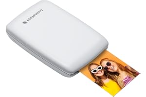 AgfaPhoto Mini P.2 - Imprimante Portable Zink pour Photos Instantanées, Format 5x7,6 cm, Connexion Bluetooth, Compatible iOS/Android, 10 Feuilles Zink Incluses - Blanc