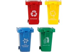 Egurs 4 Stück Mini Bunt Mülleimer Set Tisch Mülltonne Klein Müllbehälter Spielzeug für Kinder ?Rot, Blau, Grün, Blau?