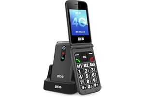 SPC Stella 3 - 4G Seniorenhandy mit Klappcover | Menü und große Tasten | Notruftaste, Remote-Konfiguration, hörgerätekompatibel und 103dB Lautstärke | Ladestation und 3 Direktspeicher - Schwarz
