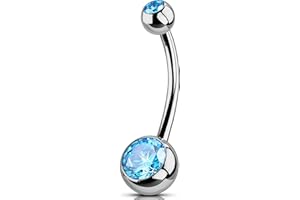 OUFER Body Piercing Barras de Ombligo de 14 mm de Rosca Interna G23 Barras de Titanio Bolas de 14g Piercing Extra Largo para Ombligo Anillos de Barra de 1,6 mm Anillos de Ombligo joyería para Mujeres