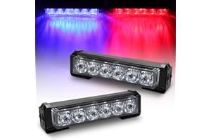 OPP ULITE Emergency Vehicle Strobe Lights Red Blue Hazard Flashing Light 14 Modes 6 Led Traffic Advisor Warning Light Bar for Interior Roof/Dash/Windshield/Grille/Deck (52026-2-2 Red Blue)