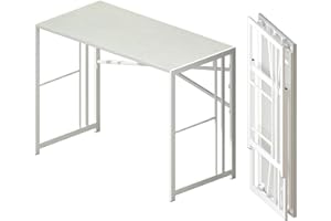 Lutown-Teen Scrivania Pieghevole 103 cm, Scrivania Da Campeggio Per Computer Da Gioco, Tavolo Da Ufficio Per La Casa Senza Necessità Di Montaggio, Bianco