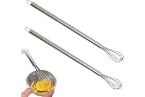 HUTHUHNHN 2 fruste piccole, mini frusta per tazze, in acciaio inox, piccola, robusta, piccola frusta in acciaio inox, per schiumare, montare la panna e mescolare (2 pezzi da 23 cm)