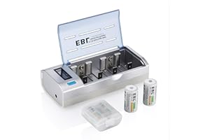 EBL LCD Universal Battery Charger with 5000mAh Rechargeable C Batteries 4 Pack