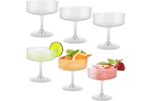 ZOFUN Lot de 6 Verres à Champagne Art Deco 200 ml - pour Champagne, Expresso, Cocktail, Long Drink, Vin Rouge et Blanc en Cristal