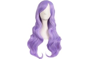 MapofBeauty 28 Inch/70cm Charming Women Side Bangs Long Curly Full Hair Synthetic Wig (Light Purple)