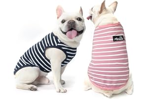 MIHACHI Dog Shirts Cotton Striped T-Shirt, Summer Pet Clothes for Small Dogs, 2-Pack Soft Puppy Apparel Cat Tee, Sleeveless Lightweight, Quick Dry, Breathable,Stretchy, Pink Navy M