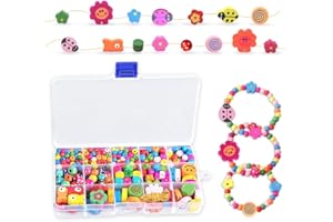 YZROHYI 400 Pezzi Perline Legno da Infilare Bambini,Perline Colorate per Braccialetti,Gioco Delle Perlines In Legno Montessori,Beads For Bracelets,per Collane Perlines Artigianali per Regali DIY