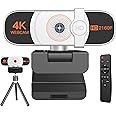 Nolansend 4K Webcam, Auto-zoom,with remote control,Privacy Cover, White Balance, Webcam with Microphone, Plug & Play, 4K Web Camera for PC/Laptop/Desktop, Video Calling,Conferencing