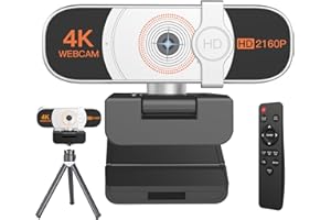 Nolansend 4K Webcam, Auto-zoom,with remote control,Privacy Cover, White Balance, Webcam with Microphone, Plug & Play, 4K Web Camera for PC/Laptop/Desktop, Video Calling,Conferencing