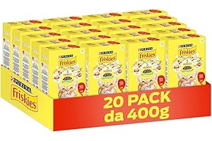 PURINA FRISKIES 5 Promesse Crocchette per Gatti Adulti con Manzo e Pollo 20 Confezioni da 400g