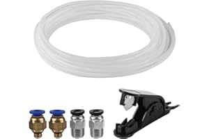 HEXINYIGJLY 10M PTFE Tube for A1 2.5mm IDx4mm OD, Teflon Tubing with Cutter, 3D Printer PTFE Tubing, for Bambu Lab A1/A1 mini/P1P/P1S/X1C, for Creality K1/K1 Max/Ender 3 V3, with 2 PC4-M6 & 2 PC4-M10