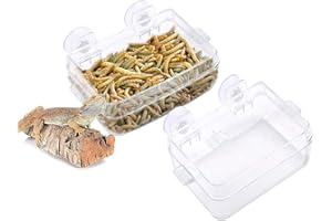 HOUTOKIT Reptile Feeder, 2 Pcs Chameleon Bowl Anti-Escape Food Dish Bowl with Suction Cup for Chameleon Iguana Lizard Reptile Food and Water Feeding