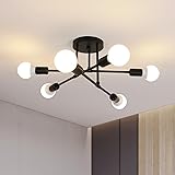 Kiwaezs Sputnik lamparas salón techo, Lámpara de Techo Negra Moderna de 6 Luces, Lampara Techo Industrial E27, Lampara Techo 