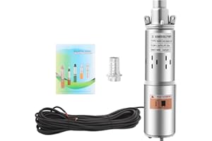 MINRS Pompe de puits profond, 12 V, 180 W, en acier inoxydable, débit max. : 1,2 m³/h, pompe submersible, hauteur de refoulement maximale : 20 m, pour puits, arrosage des fermes, abreuvoir des animaux