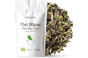 REPLANTEA CUIDAMOS TU NATURALEZA THÉ BLANC BIO 100g (50 Tasses) | Bai Mu Dan Thé Blanc | White Peony Tea REPLANTEA