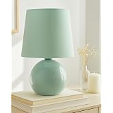Homesake® Bedside Ceramic Incandescent Table Lamp,Classic Desk Lamp for Living Room Bedroom,Farmhouse Nightstand Lamps Round