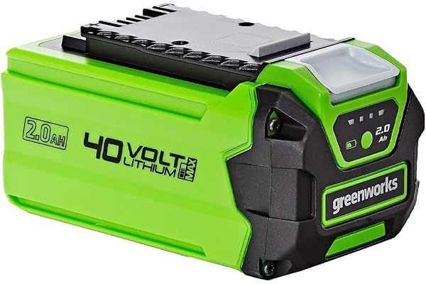 Greenworks Batterie 40V - Puissante Batterie Lithium-Ion 2Ah Pour Outils de Jardin et Électriques 40V Greenworks, Charge Rapide, Contrôle de la Charge par LED à 3 Niveaux, Garantie 2 Ans - G40B2