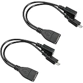 2 Piezas Cable OTG Micro USB a USB, Adaptador OTG 2 en 1 con Alimentación y Datos para Fire TV Stick, Chromecast, Raspberry P