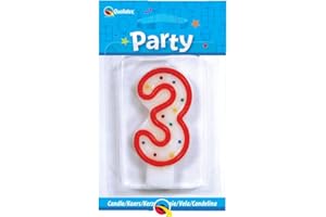 Qualatex Candle Age 3, 3rd Birthday Candle, Birthday Cake Candle Age 3 Third Birthday, 26196, Multi-Colour