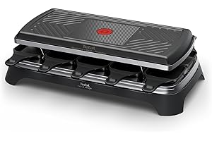 Tefal Inox & Design, Appareil à raclette 3-en-1, Appareil à raclette, Gril et plancha, Revêtement antiadhésif, 10personnes, RE458NF0