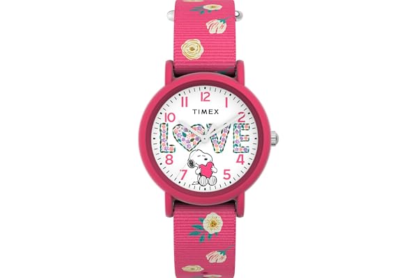 Timex Peanuts Color Rush Floral Tw2W83200 Klocka, Dam, 34 Mm, Rosa Textilarmband Och Vit Urtavla