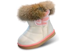 Hoylson Toddler Girls Winter Snow Boots Fur Lined Warm Ankle Boots Waterproof Outdoor Sneakers for Baby