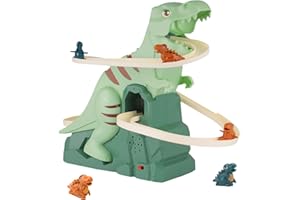 YELKOEYN Dinosaurier Spielzeug Mit Musik Elektronischer Slide- Slide Track Spaß Geschenke FüR Kleinkinder Jungen MäDchen, Dinosaur Climbing Roller Coaster Toy, Kinder Achterbahn Spielzeug Toys Games