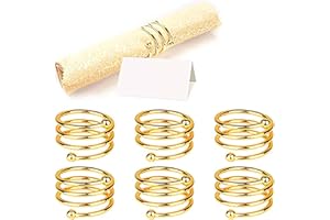 ANLOO Ronds et porte-serviettes, 6/12 pièces Anneau de serviette en métal porte-boucle de serviette pour la décoration de table (6 PCS-SPIRAL, OR)