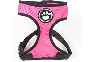 PADDING PAWS Dog Harness Puppy Harness Small Dog Harnesses Waterproof Soft Mesh Fabric Puppy Cat Pet Adjustable Harnesses Lead Leash Clip (XS, Pink)
