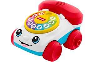 Fisher-Price Chatter Telephone fordonsleksak för baby | Mini 7,5 cm, skjuta-på-leksak med ljud, kryp- och jaktlek, fin- och g