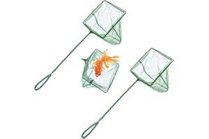GJNMYSD 2 PCS Fish Tank Quick Catch Mesh,with 25cm Plastic Coated Handle,Soft Aquarium Fishing Netzesh Fish Nets for Catching Small Fishes or Debris(Green)