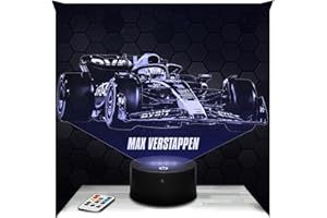 Lampephoto.fr - Formula 1 Max Verstappen 3D Lamp, Touch Night Light, Car Decoration, Formula 1 Gift, 3D LED Illusion Gift Idea Christmas Birthday Boy and Girl Top