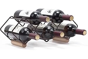 kingrack Casier à vin empilable, Support Horizontal pour Bouteilles de vin, Support en métal cuivré,Support de Stockage Autonome, étagère à vin de Table,5 Bouteilles,prêt à l'emploi