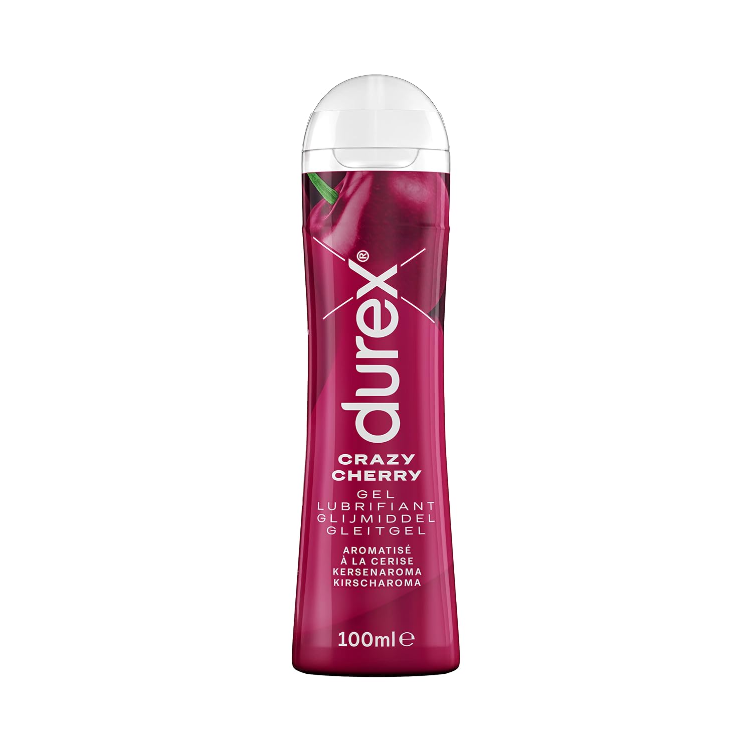 Durex Crazy Cherry Glijmiddel - Kersensmaak - Glijmiddel op waterbasis - 100 ml, transparant, 100 ml (1 stuk)