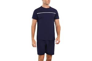 Marvmys Pijama Hombre Verano 100% Algodón Corto Pijamas Hombre Mangas Cortas 2 Piezas con Camiseta y Pantalones Cortos Conjunto de Pijama para Hombre S-XXL