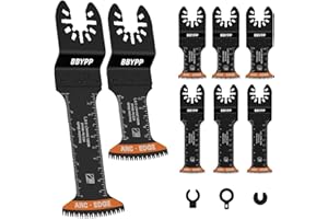 BBYPP 6pcs Curved Japanese Tooth Oscillating Saw Blades set, Standard & Extra-Long Reach Set, Arc Edge Oscillating Multitool Blades Clean Cut for Wood, Plastic