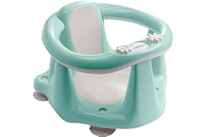 BABYWALZ baby-walz Deluxe Bath Seat Turquoise - with Suction Cups - Liquid Crystal Thermometer - 2 Built-in Toys - Ergonomically Shaped - Non-Slip Soft Rubber - Suitable from 6 to 15 Months