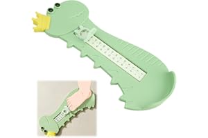 FAGENT 1 Stück Fußmeßgerät Schuhgrößenmesser Kinder, Schuhmessgerät mit Doppelter Skala, Grüner Dinosaurier Fussmesser, Geeignet für Kinder zum Messen der Fußlänge und Schuhgröße