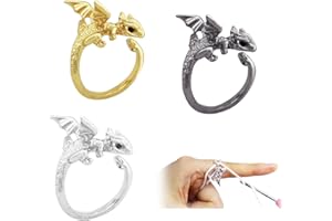 Mrltau 3 Pieces Dragon Crochet Rings Finger, Metal Crochet Ring, Crochet Accessories, Knitting Ring Finger, Dragon Crochet Ring, Crochet Accessories, Knitting Accessories, for Crochet & Knitting