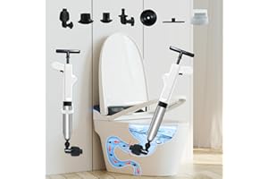 CUPEOHOME Toilet Unblocker Heavy Duty Toilet Plunger with 4 Replaceable Heads, Plunger Sink Unblocker for Unblocking Toilets, High Pressure Plunger Kit for Unblocking Toilet Shower Floor Drain and Pipe Clog