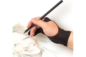 MMOBIEL Handske Digital Ritning - Konstnärshandske Ritplatta, Pappersskisser - Handflateavvisande 3-lagers - Tvåfingrad Hands