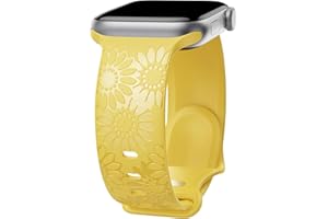 ABOVEACC Sonnenblume Gravierte Armband Kompatibel mit Apple Watch Armband 38mm 40mm 41mm 42mm 44mm 45mm 49mm Damen, Weich Silikon Sport Ersatzarmband für iWatch Serie Ultra 9 8 7 SE 6 5 4 3 2 1