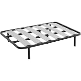Miroytengo 135 x 180 cm Wide Poplar Slatted Bed Frame with Legs, Steel Central Reinforcement, Anti-Noise System