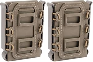 HIDEDE Custodia Tattica per Caricatore, 2 Pezzi Fast Mag Pouch Set Borsa Molle Mag Pouch Airsoft caricatori Porta riviste per caricatori Ar15 M4 5.56 7.62, Tan