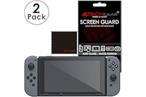 Switch Matte Displayfolie [2 Stück] TECHGEAR Matte Anti Glare Blendschutz Schutzfolie mit Reinigungstuch + Applikationskarte kompatibel mit Nintendo Switch