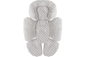 KAKIBLIN Infant Car Seat Insert, Baby Carseat Head & Body Support for Newborn, 2-in-1 Reversible Baby Car Seat Cushion, Soft Stroller Cushion Insert for Baby Car Seats, Bouncer, Strollers, Swing