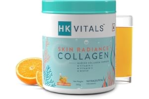 HealthKart HK Vitals Skin Radiance Collagen Powder, 200g (Orange)| Marine Collagen |Collagen Supplements for Women & Men with